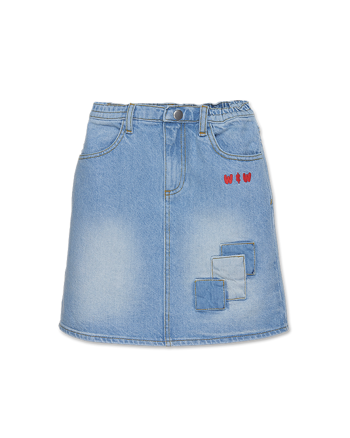 Patchwork Denim Skirt